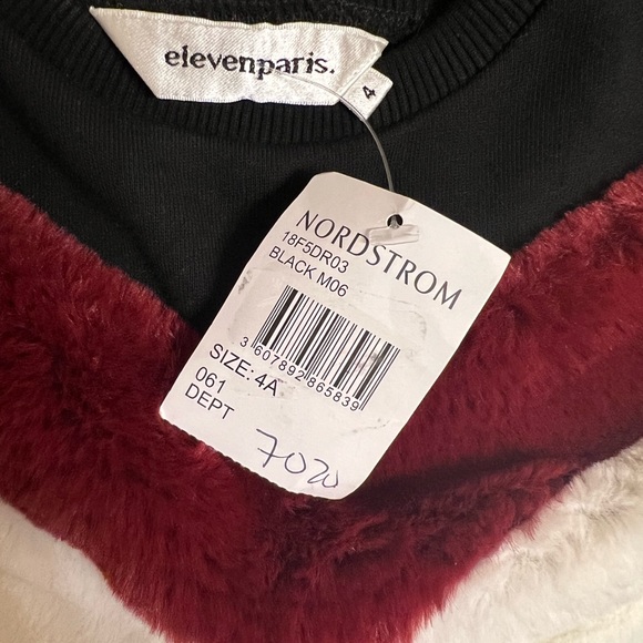 Eleven Paris Girls Faux Fur Sweatshirt Dress Girls Size 4 Norddstrom - Picture 3 of 5